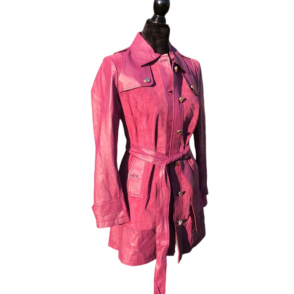 Iman Genuine Leather Mauve Coat size Small - Picture 10 of 17